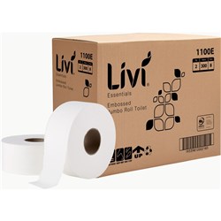 Livi Essentials Toilet Paper Jumbo Roll 2 Ply 300m Box Of 8